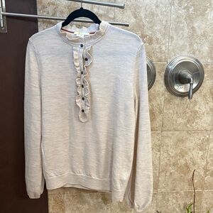 Boden Cream Ruffle Trim Cardigan